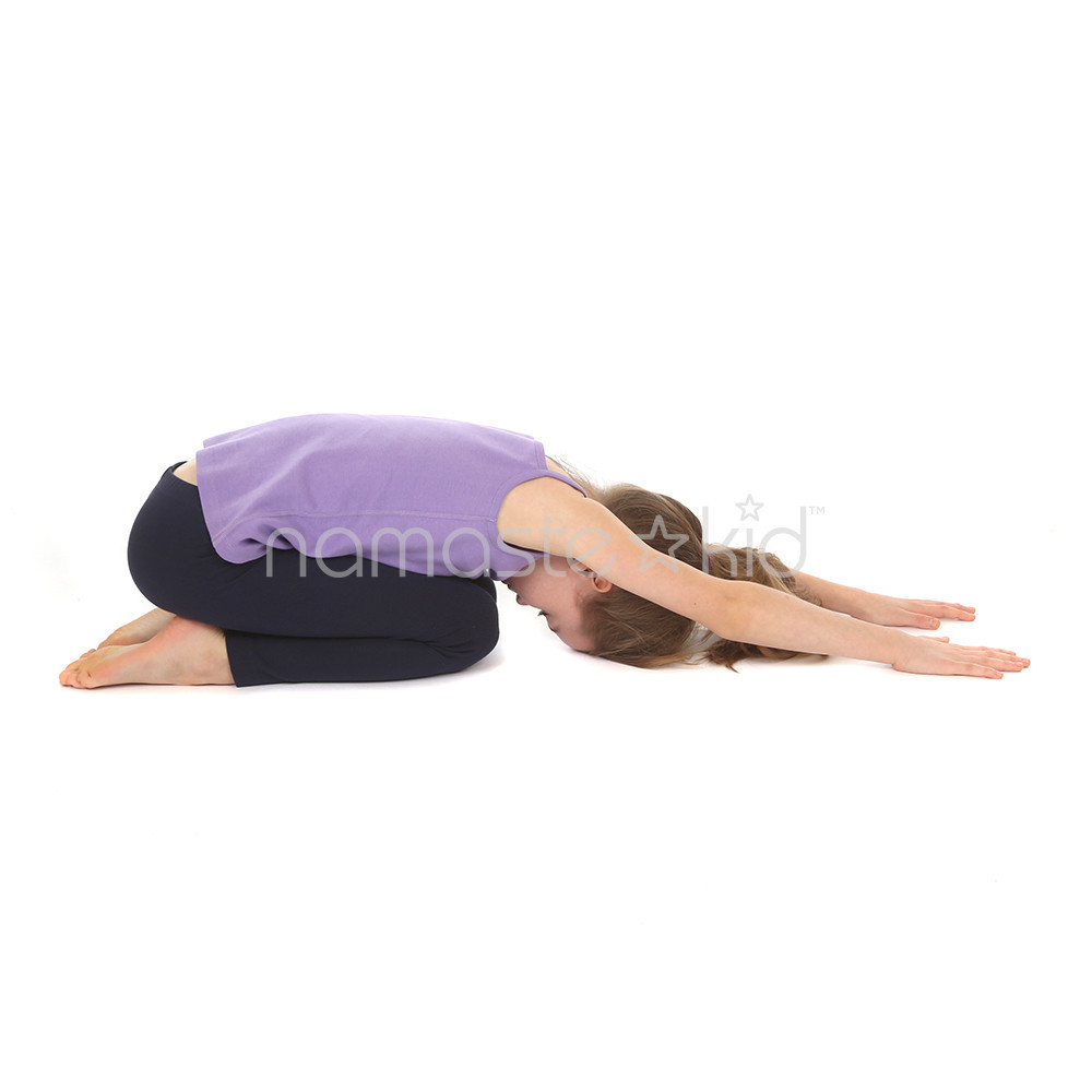 Fit woman doing yoga exercise called extended child's pose, Sanskrit name:  Utthita Balasana, isolated over white background Stock Photo - Alamy